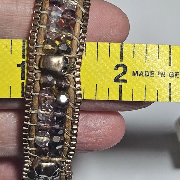 **Final Sale** Nakamol Copper Colored Purple Beaded Skull Bracelet 6.5/7.5" - Picture 9 of 13